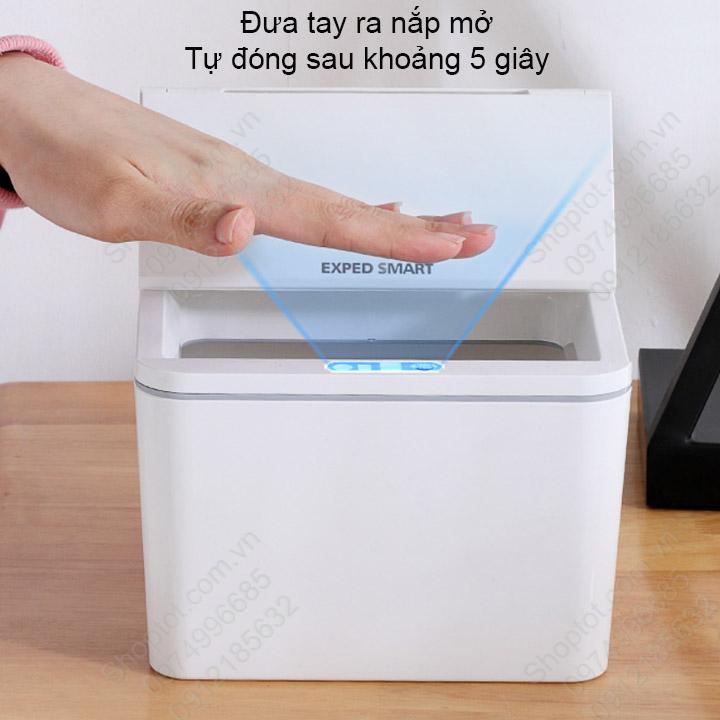 Hộp để rác mini cảm biến thông minh, tự động đóng mở nắp, để rác, để đồ cá nhân, để đồ nhà bếp, để đồ nhà tắm đa năng