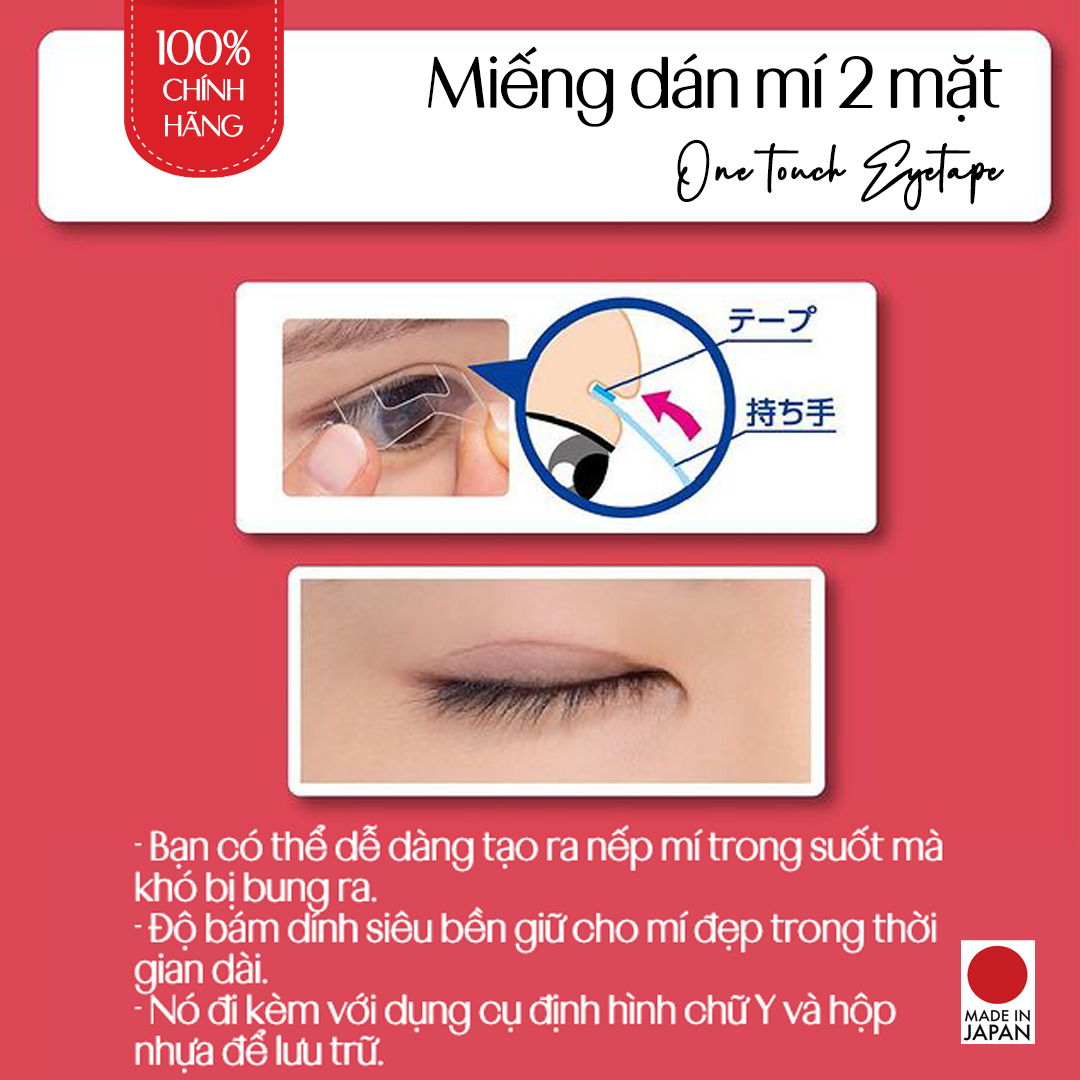 Miếng Dán Kích 2 Mí Nhật Bản Trong Suốt Koji One Touch Eye Tape, Độ Bám Bền