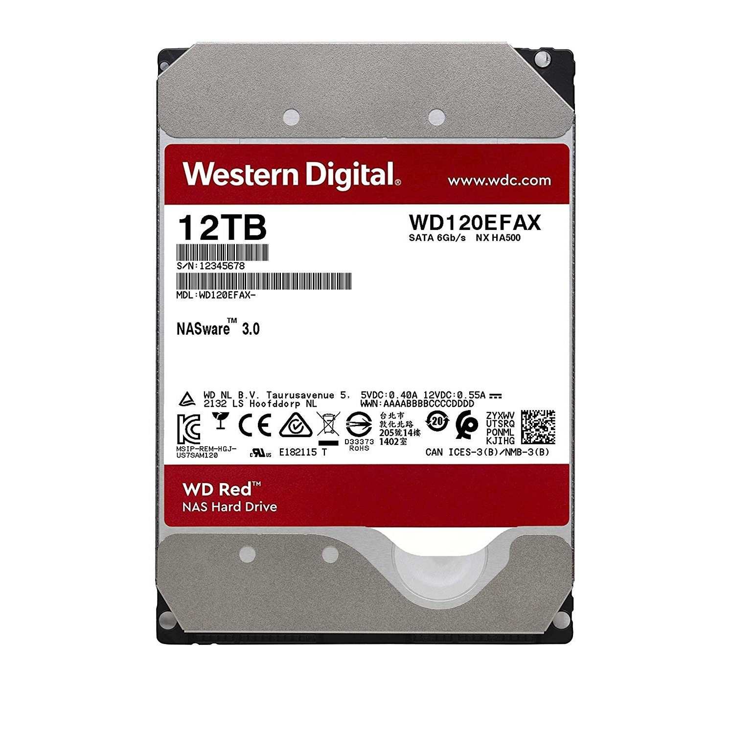 Ổ Cứng HDD NAS WD Red 12TB/256MB/5400/3.5 - WD120EFAX - Hàng chính hãng