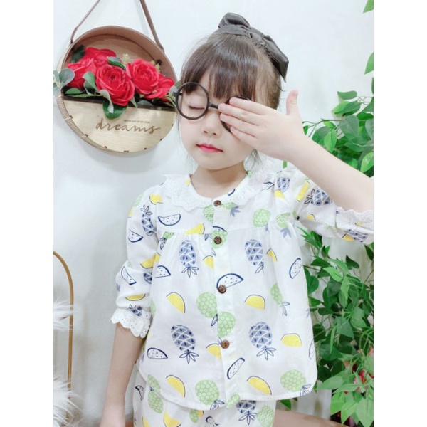 Bộ pijama chất thô đũi cho bé gái