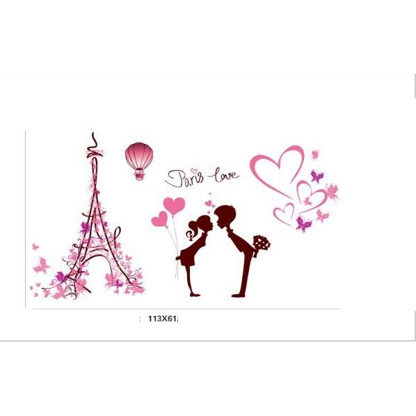 Decal trang trí Paris Love hồng A.H