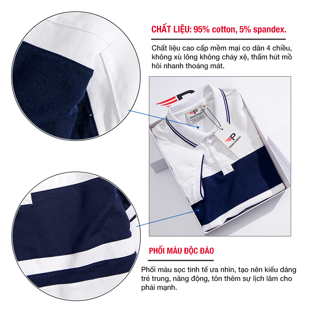 Áo Polo Nam ráp phối ARIX , vải cá sấu cotton xịn siêu mát, dáng regular, bền màu PPL33 Pigofashion