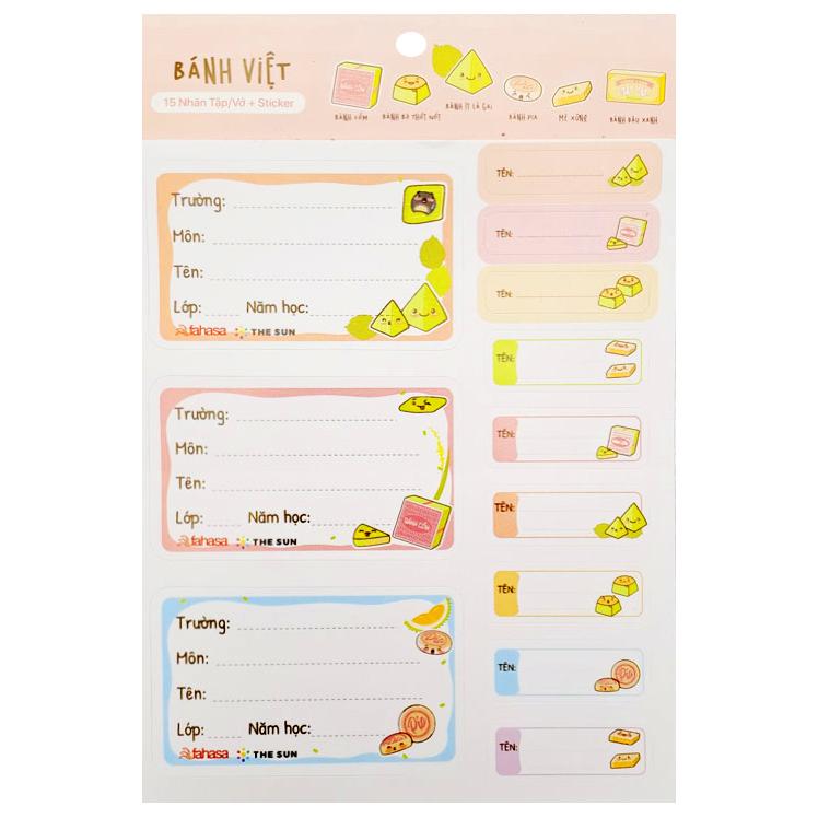 Combo 10 Tập Học Sinh Bánh Việt - Miền Nam - 4 Ô Ly - 96 Trang 80gsm - The Sun 01 - Bánh Cốm - Tặng Nhãn Vở Kèm Sticker