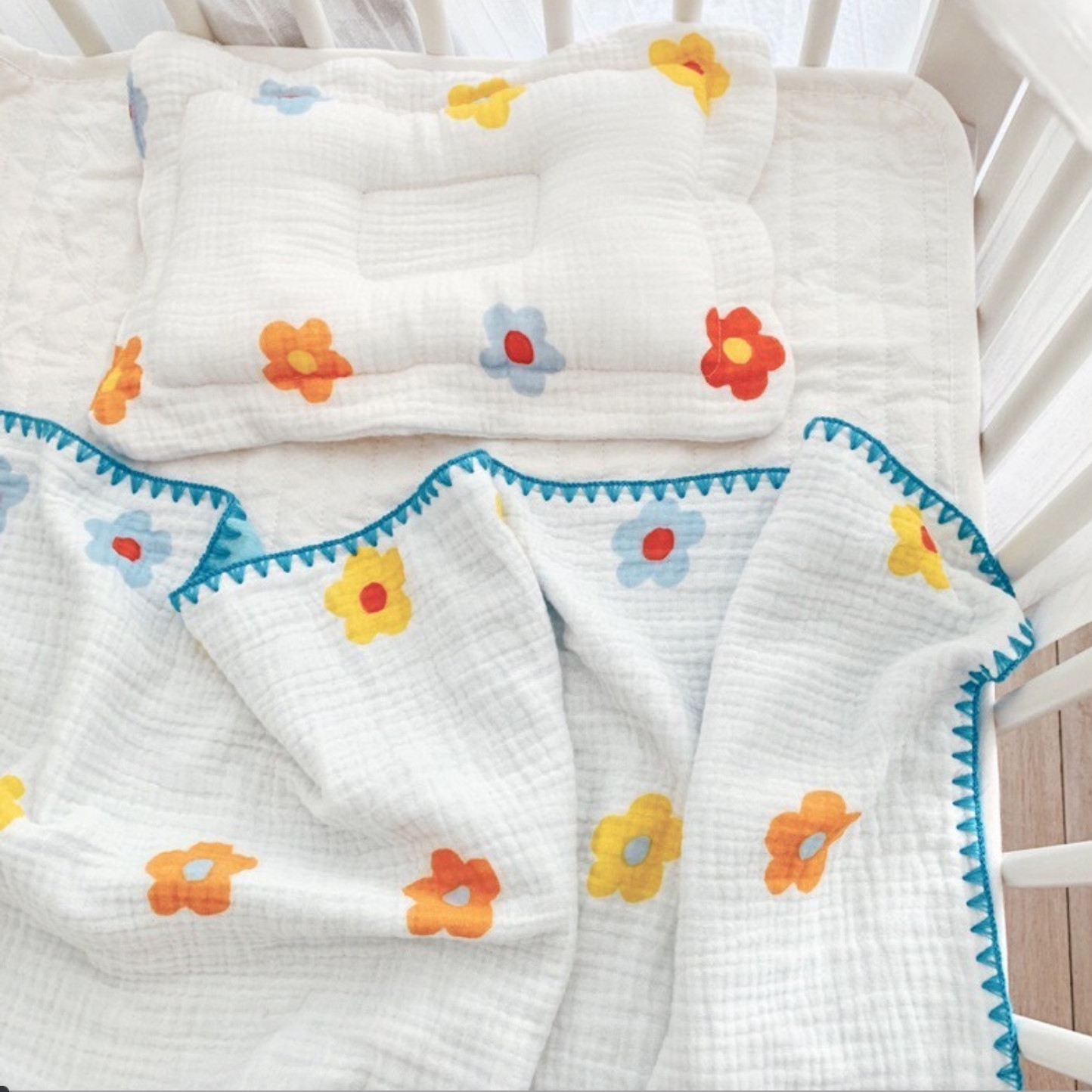Bộ Chăn Gối Cotton Sợi Tre Cao Cấp Cho Bé