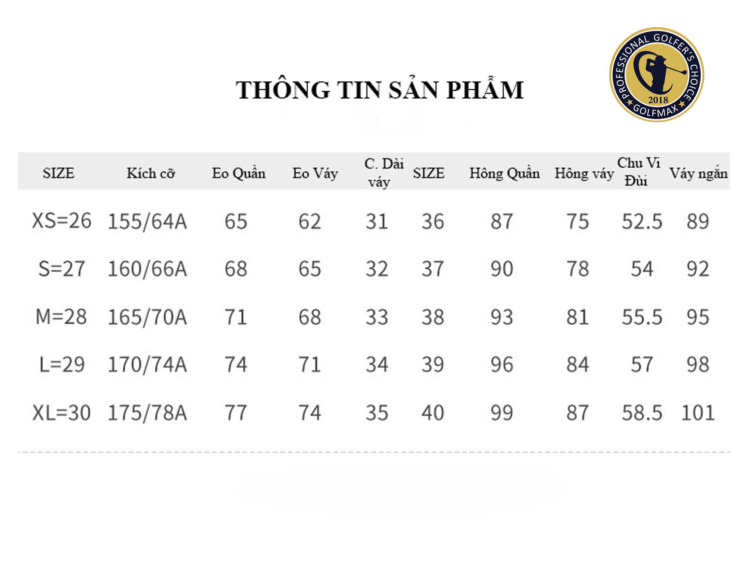 Quần váy Golf nữ chính hãng PGM-QZ087