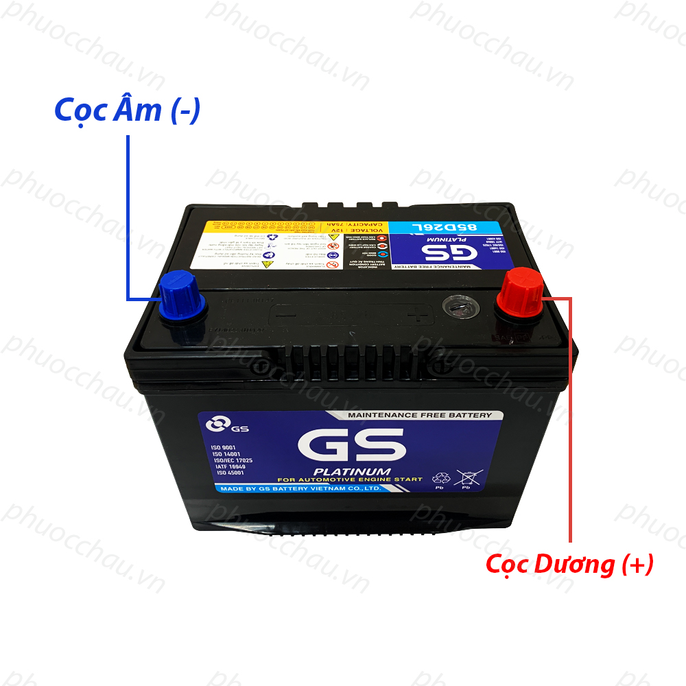 Bình Ắc Quy 12V-75Ah, Ắc Quy Ô Tô GS MF 85D26L/R