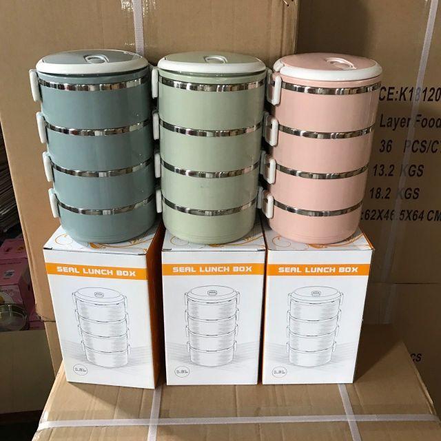 SALE GIÁ RẺ_ cặp lồng 4 tầng ủ nhiệt giữ nóng _ 2 lớp cách nhiệt _inox 304 k rỉ