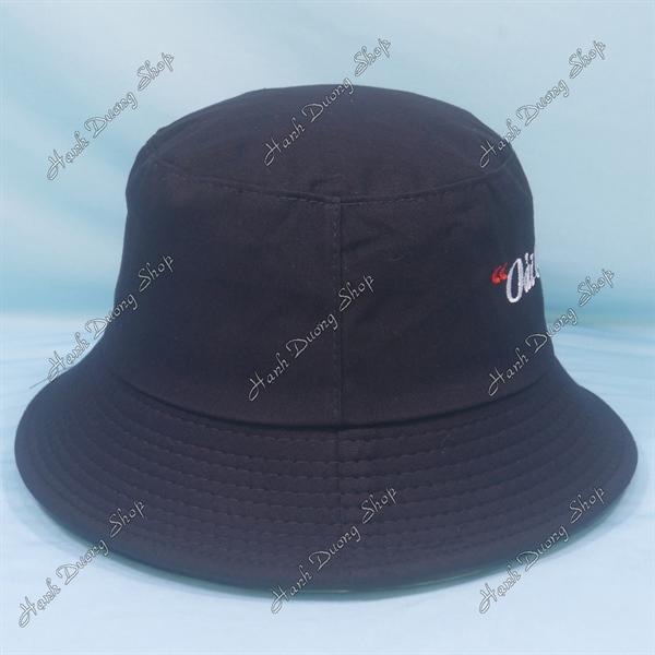 Nón tai bèo mũ bucket vành nhỏ thêu chữ Oải Cả Chưởng - Đen