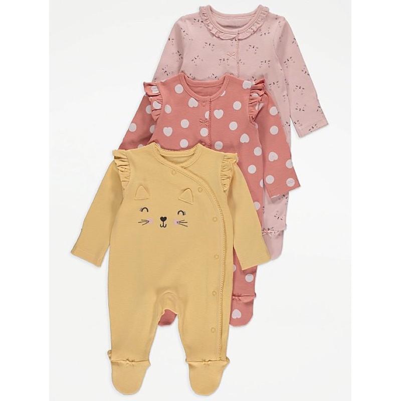 Combo 3 chiếc sleepsuit George chất cotton mềm mát