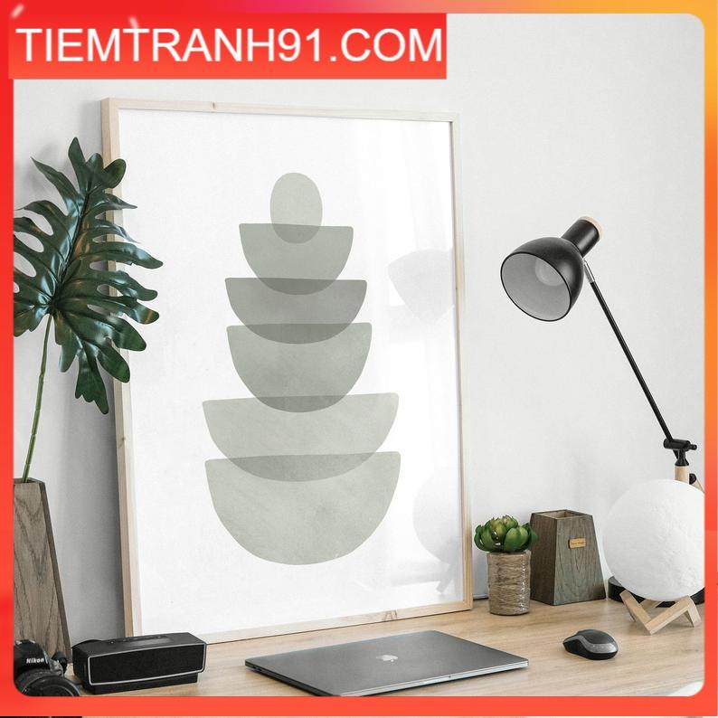 Tranh treo tường | Tranh trừu tượng - Abstract bowls, sage green kitchen, minimal print