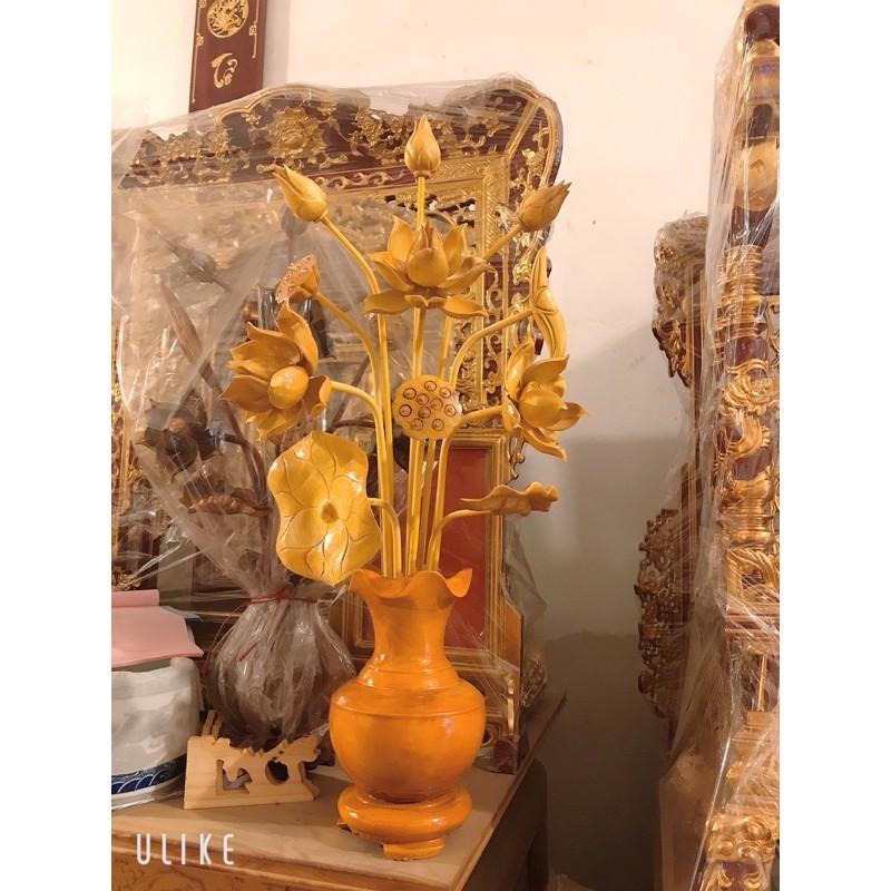 Hoa sen thờ- gỗ mít