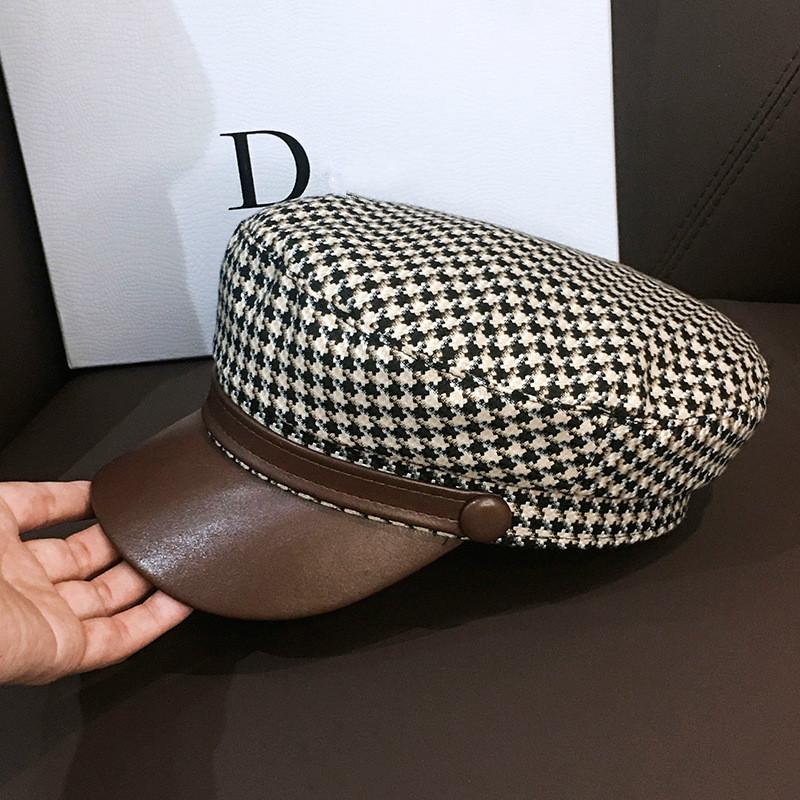 Nước TẤN-Swhbias Hình Bát Giác Bộ Đội Nữ Kẻ Sọc Da Tấm Che Chống Newsboy Cap 2020 Mới Vintage Mùa Thu Đông Mũ Nồi Nữ Xinh Xắn