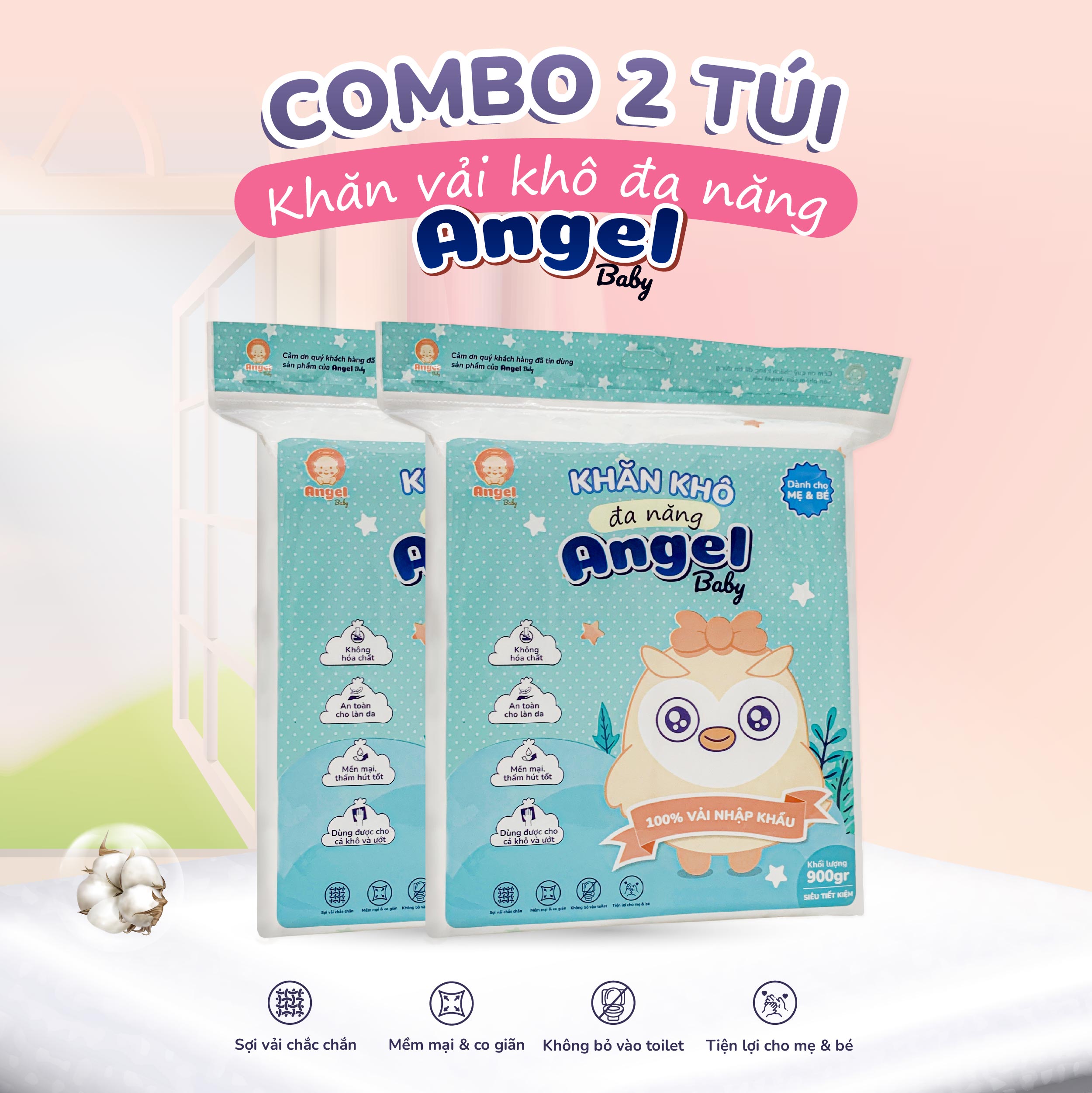 Khăn khô đa năng, khăn lau cho bé, khăn tẩy trang đa năng