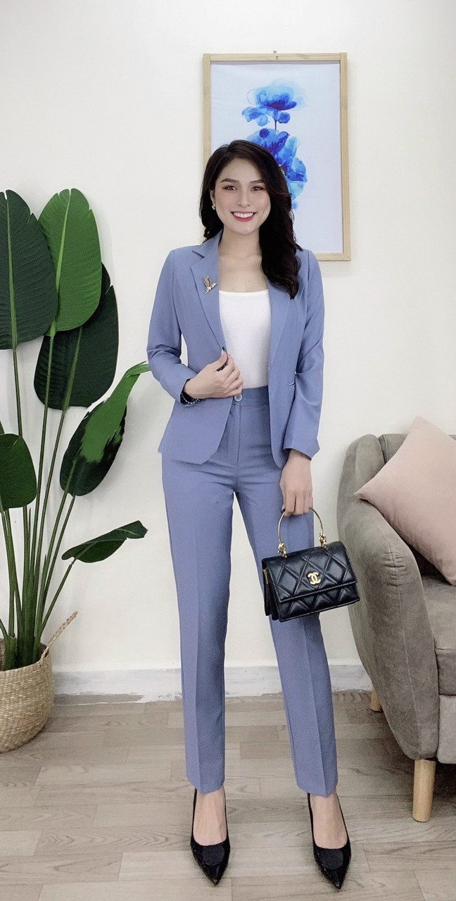 Set Nguyên Bộ Vest quần dài Thời Trang Công Sở Nữ