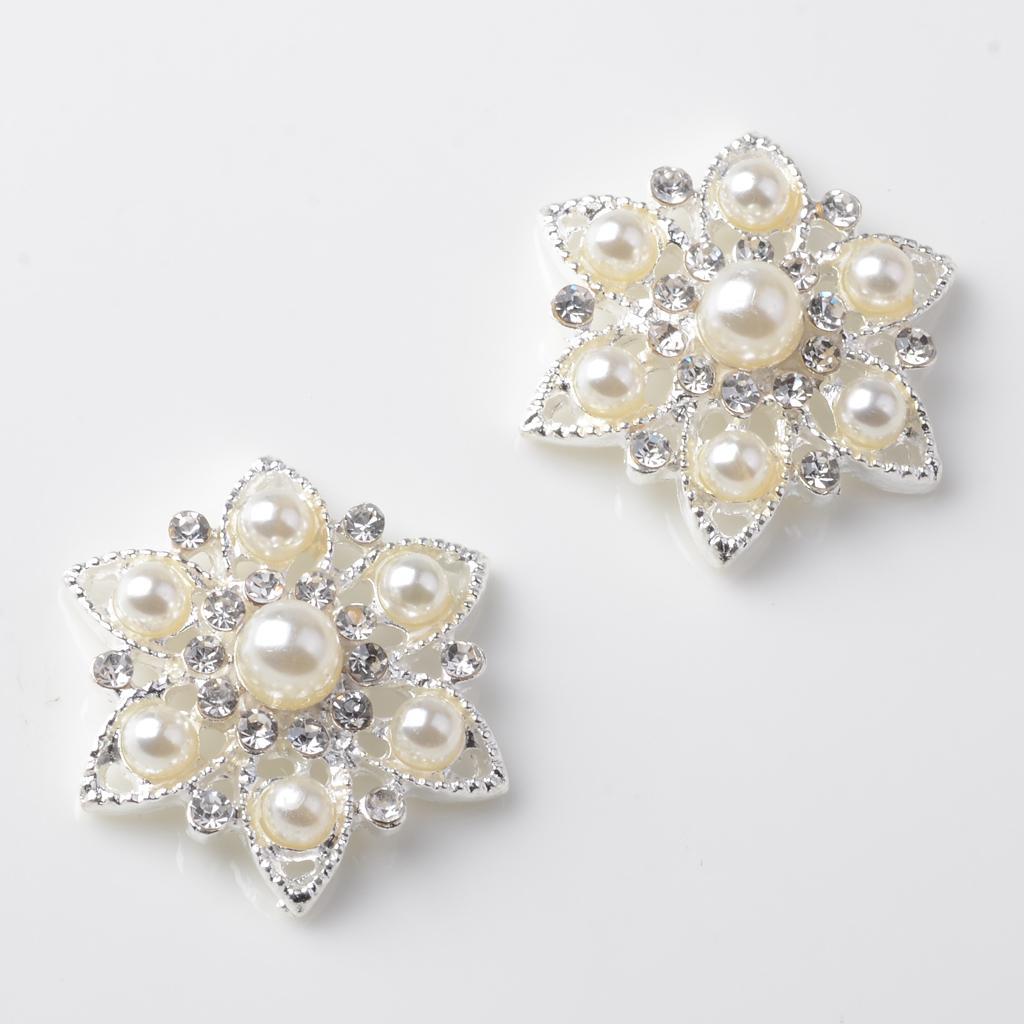 10pcs Clear Crystal Rhinestone Flower Buttons DIY Sewing Crafts 22mm