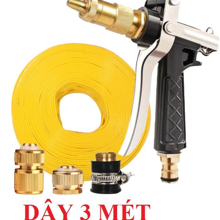 ️ Bộ dây vòi xịt nước rửa xe, tưới cây , tăng áp 3 lần, loại 3m, 5m 206236 đầu đồng,cút đồng+ đai