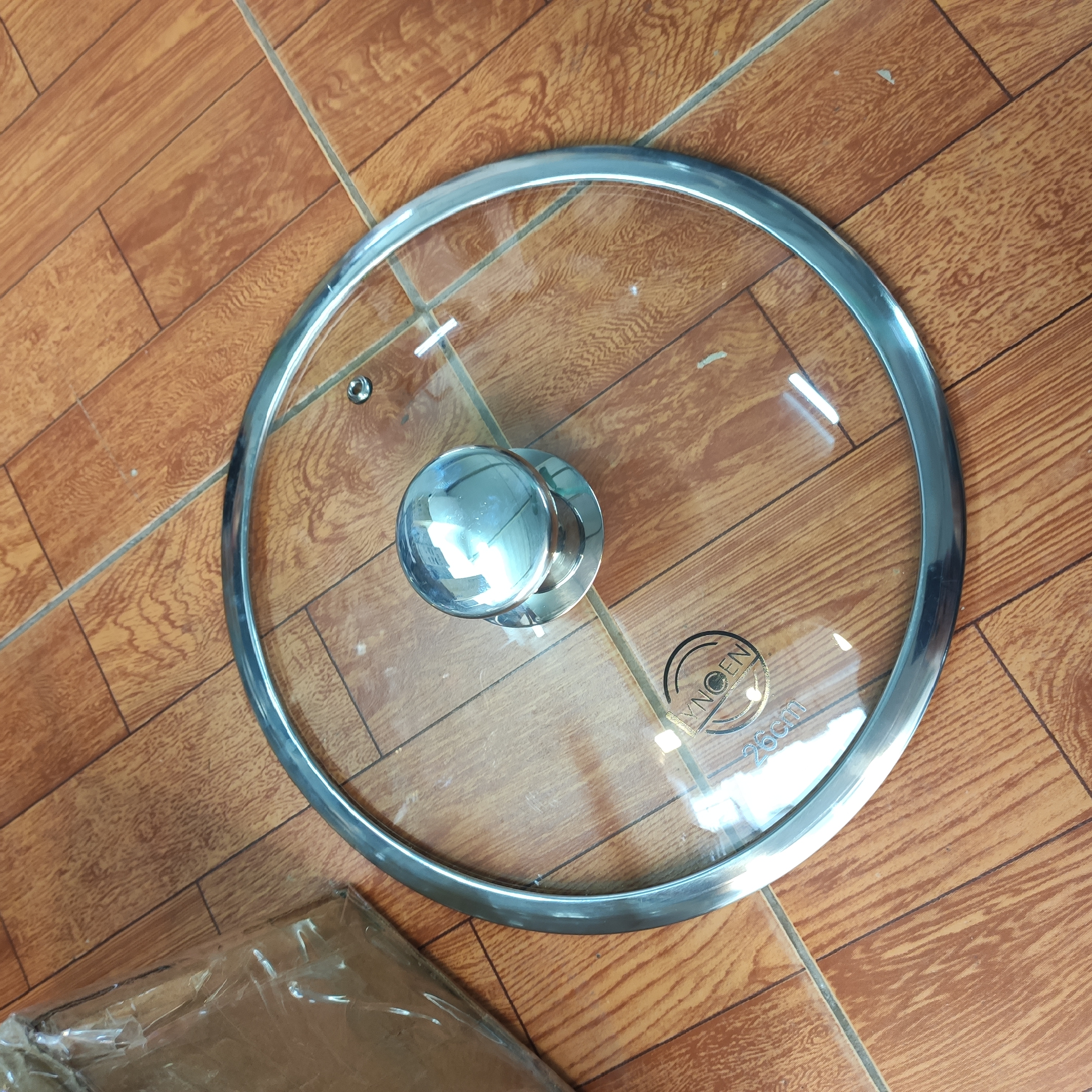 Nắp vung nồi chảo kính cường lực viền inox Lyncen xuất Nhật size 16/18/20/22/24/26/28/30cm