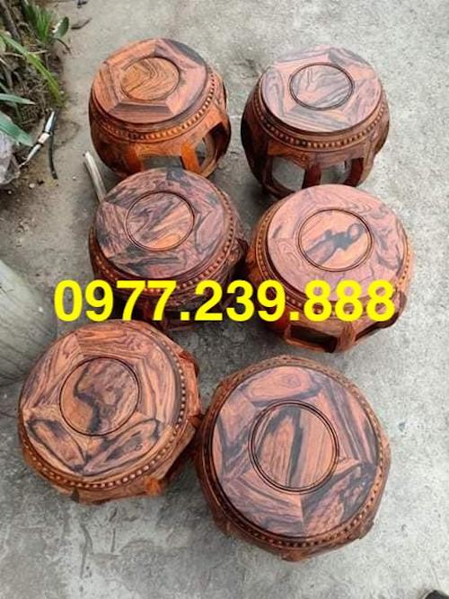 Đôn trống gỗ trắc lào cao 35cm
