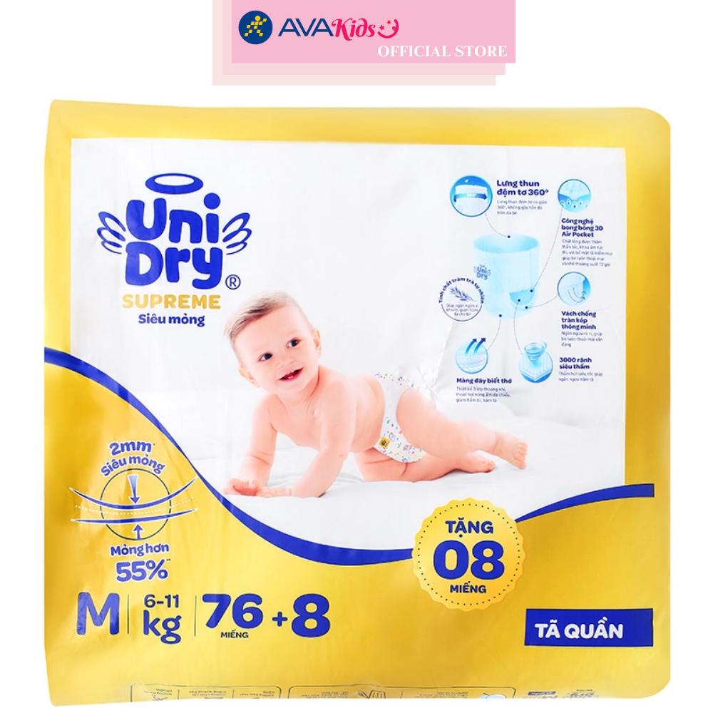 Tã quần Unidry Supreme Thin &amp; Soft size M 76 + 8 miếng (6 - 11 kg)