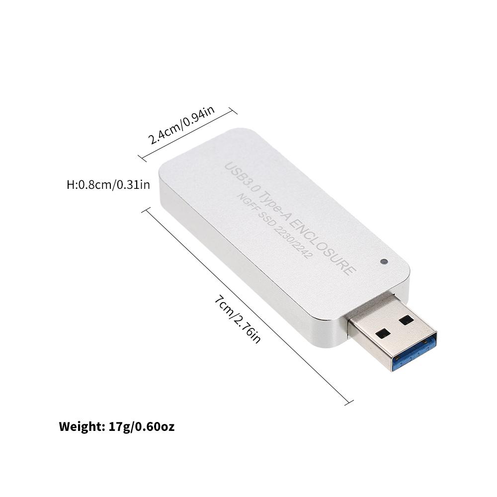 Cổng USB M.2 NGFF SSD 2230/2242 USB3.0 Type-A di động, vỏ bọc SATA SSD, tốc độ cao