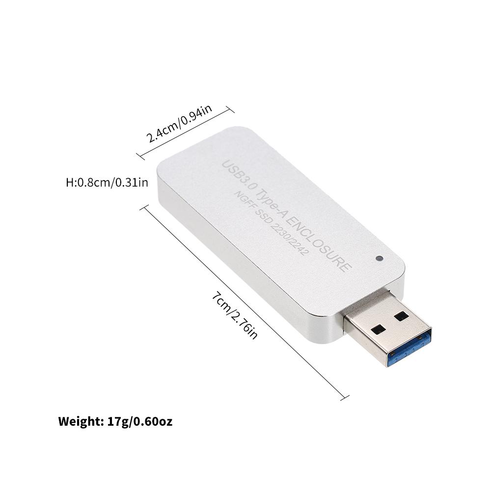  Cổng USB M.2 NGFF SSD 2230/2242 USB3.0 Type-A di động, vỏ bọc SATA SSD, tốc độ cao