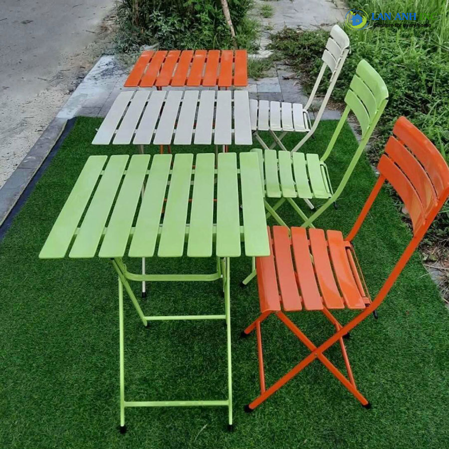 Bàn Cafe Cao Xếp Gọn Ngoài Trời Sắt Sơn tĩnh điện bền đẹp LAPX03