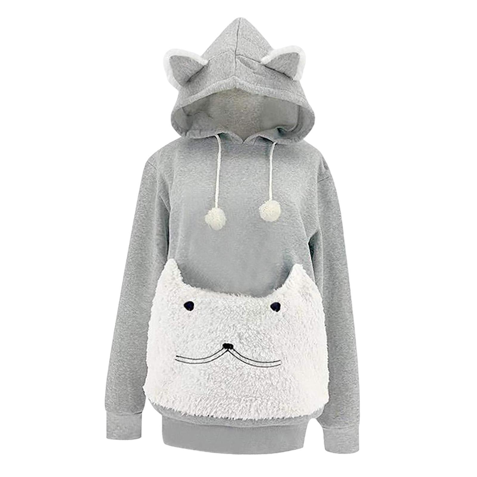 Pet Hoodies Sweatshirt Cat Holder Carrier Big Pouch Loose for Outdoor Travel