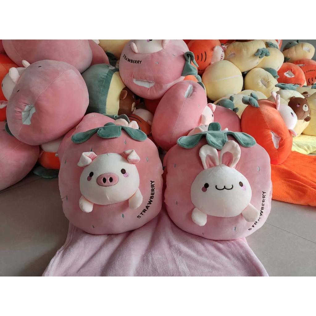 Bộ Chăn gối văn phòng hoa quả hình thú 3in1. Gấu bông đẹp cho bé
