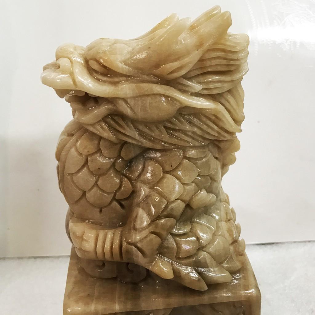 Ấn rồng, chiện rồng cho mệnh Kim và Thủy màu vàng, màu vàng chanh ngọc thật, Cao 20 cm, nặng 3 kg