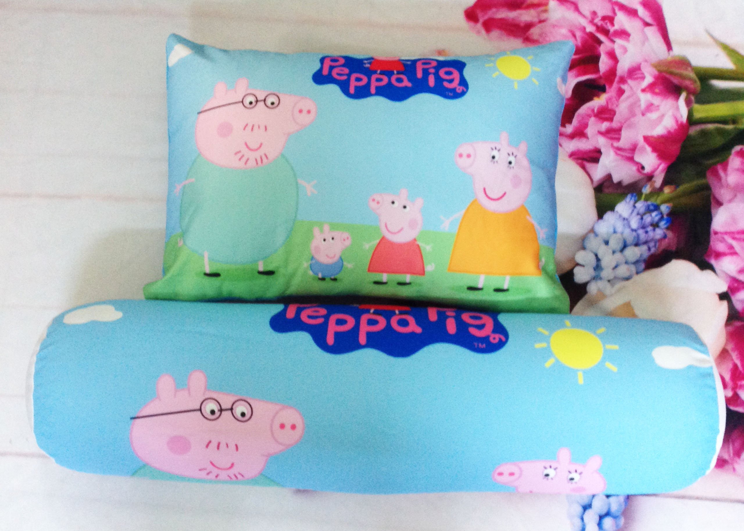 Set vỏ gối nằm và vỏ gối ôm mẫu Peppa Pig