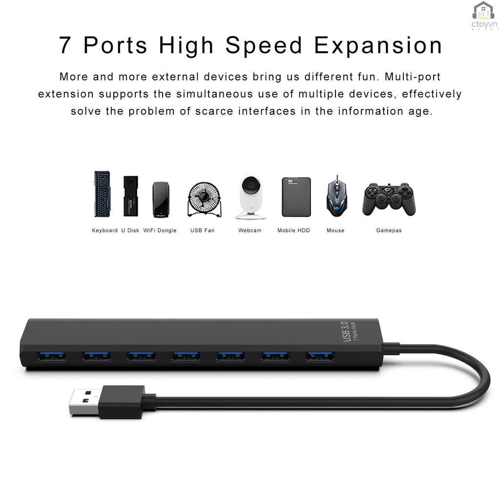 Bộ chia USB 3.0/2.0 HUB tốc độ cao 5Gbps với 7 cổng USB 3.0 cho Notebook Laptop PC