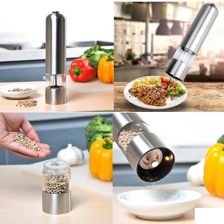 Cối Xay Tiêu Cầm Tay Inox Dùng Pin – Pepper Grinder