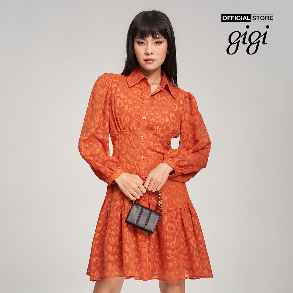 GIGI - Đầm mini cổ bẻ tay dài phối nút cài hiện đại G2101D223123