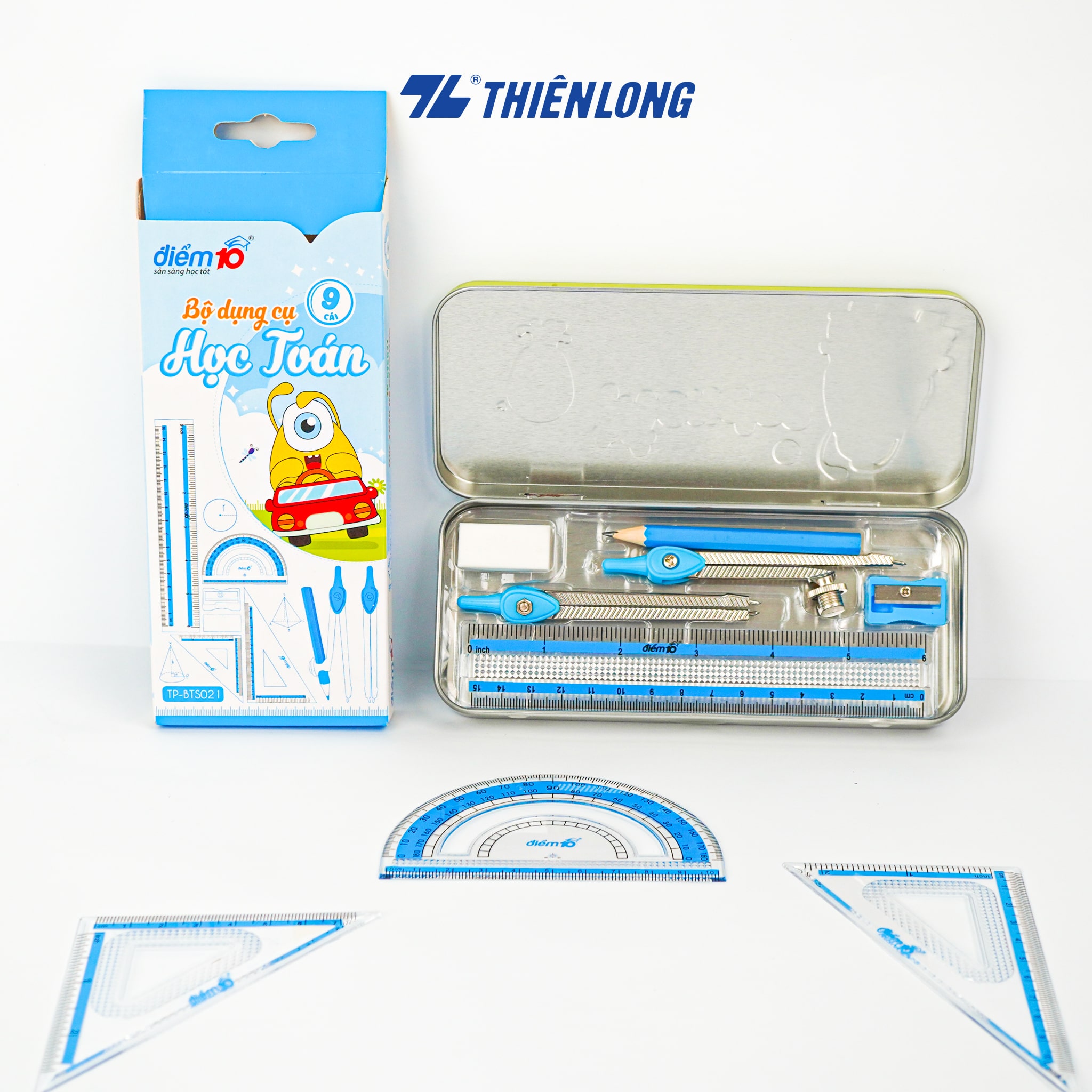 Bộ dụng cụ học Toán Thiên Long Mondee - 9 món