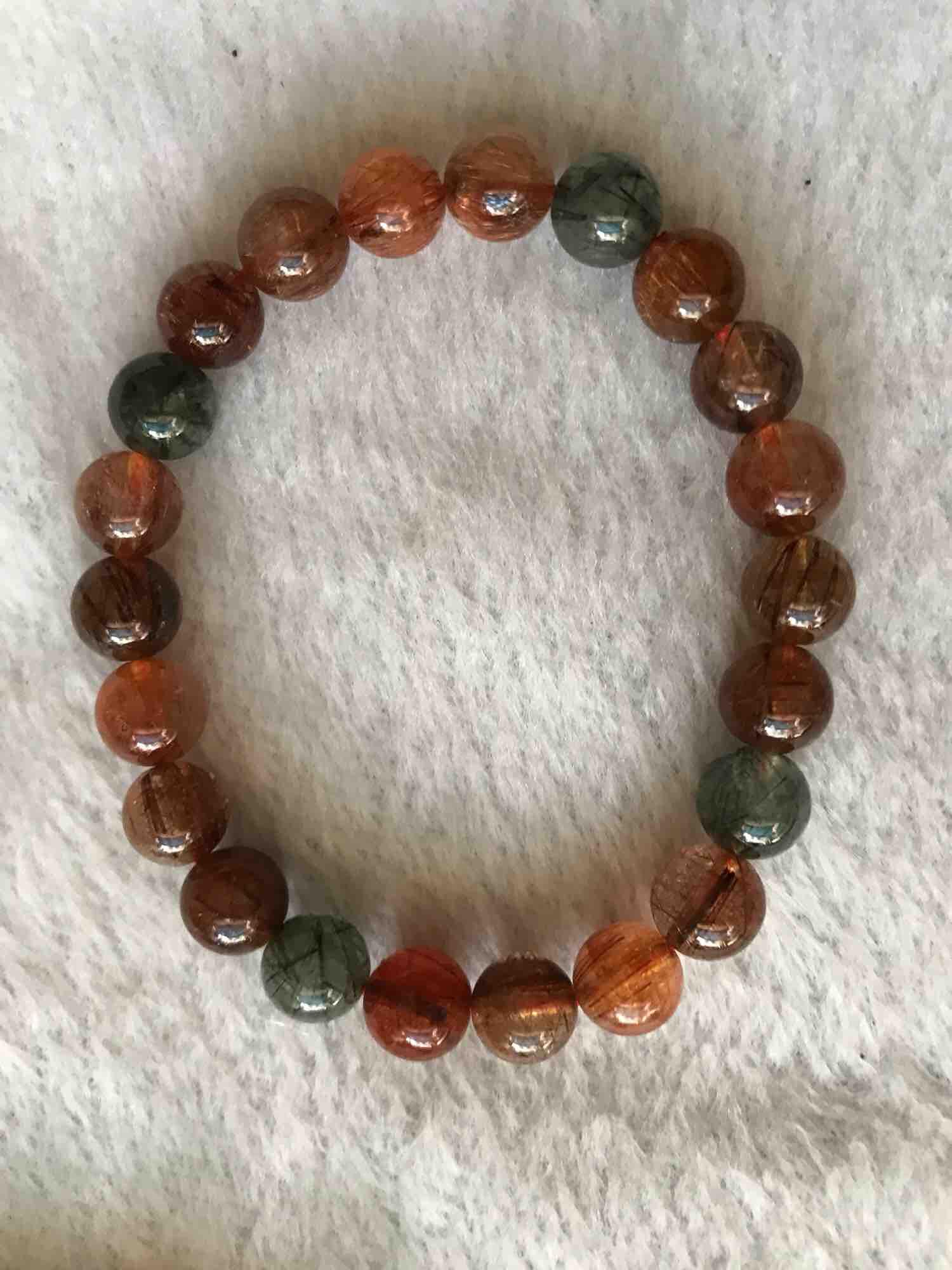 VÒNG THẠCH ANH TÓC TAM TÀI ĐỦ MÀU 8mm ĐÁ THIÊN NHIÊN ĐẸP NỮ TẤT CẢ CÁC MỆNH