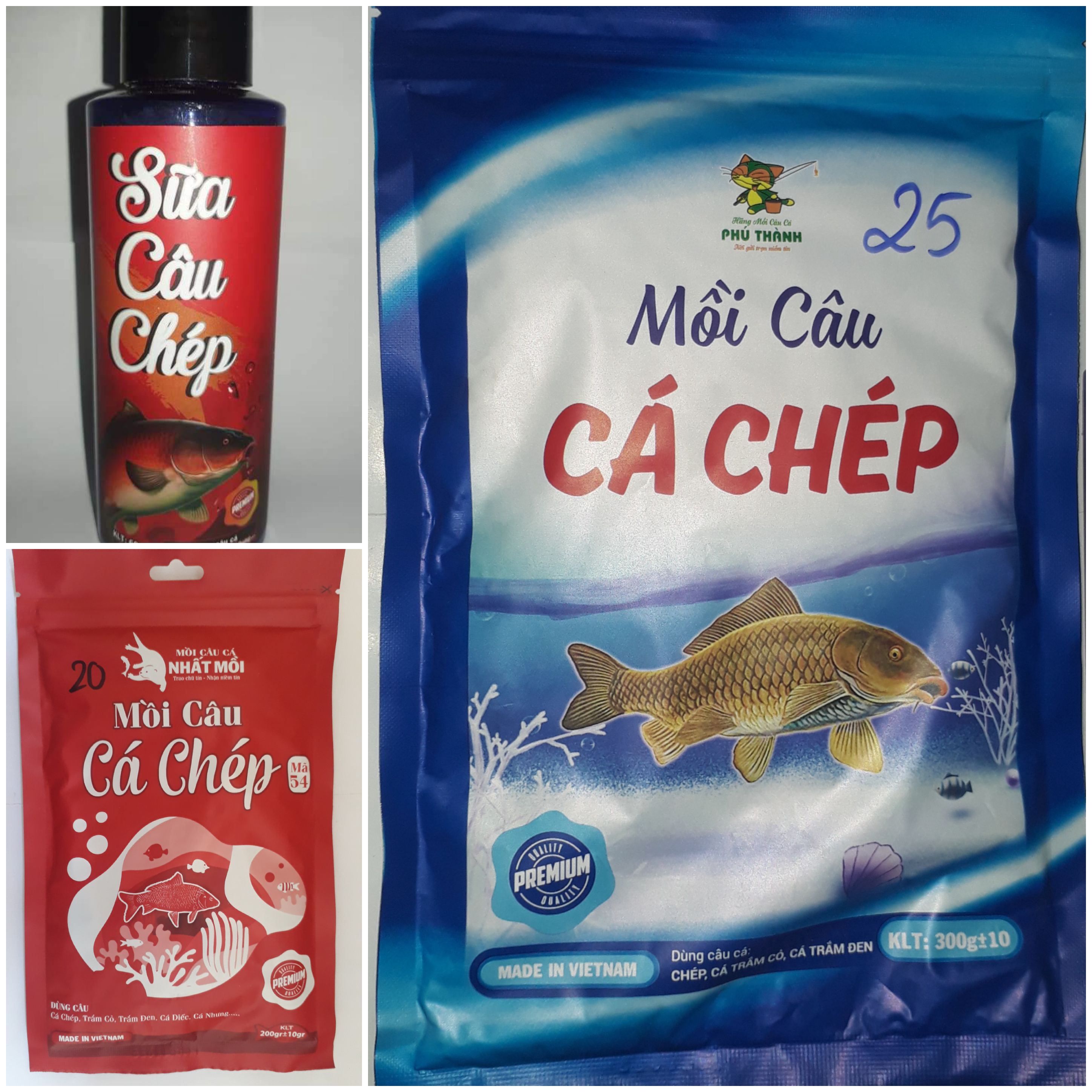 Combo gồm Mồi Câu Cá và Sữa Câu Chép _ Bộ 3 kết hợp hoàn hảo của Hãng Phú Thành