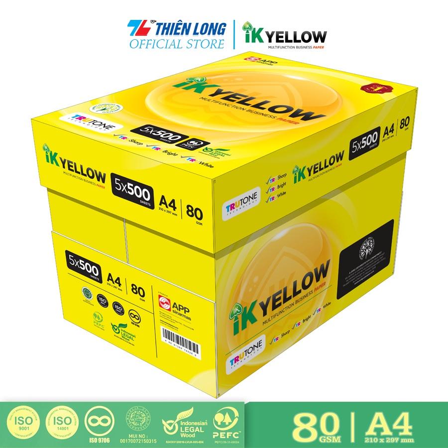 Ream giấy IK Yellow đa năng A4 80 gsm (500 tờ) - Hàng nhập khẩu Indonesia