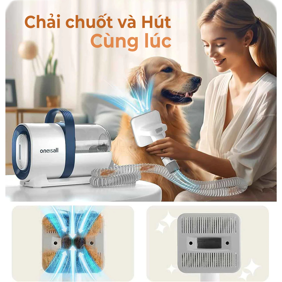 Máy cắt tỉa và hút lông thú cưng Oneisall LM2 lực hút 10000pa - Hàng chính hãng