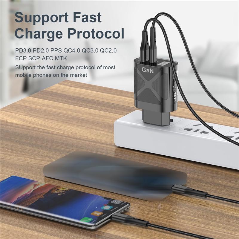 Củ sạc nhanh GaN 65W PD 33W Quick Charger 3.0 cho loại C / USB / máy tính bảng / điện thoại