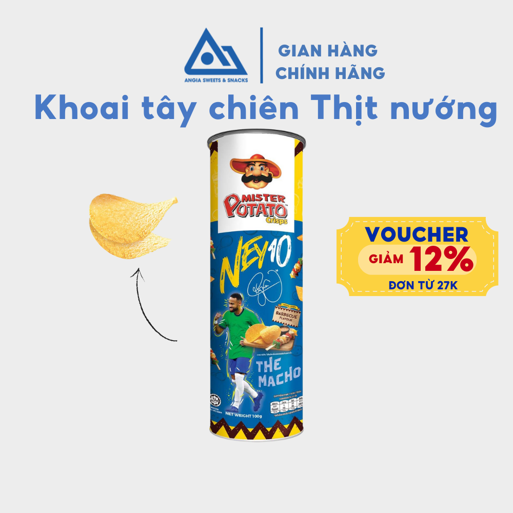 Snack khoai tây chiên vị Nướng Mister Potato bimbim có hình Neymar 100g An Gia Sweets Snacks