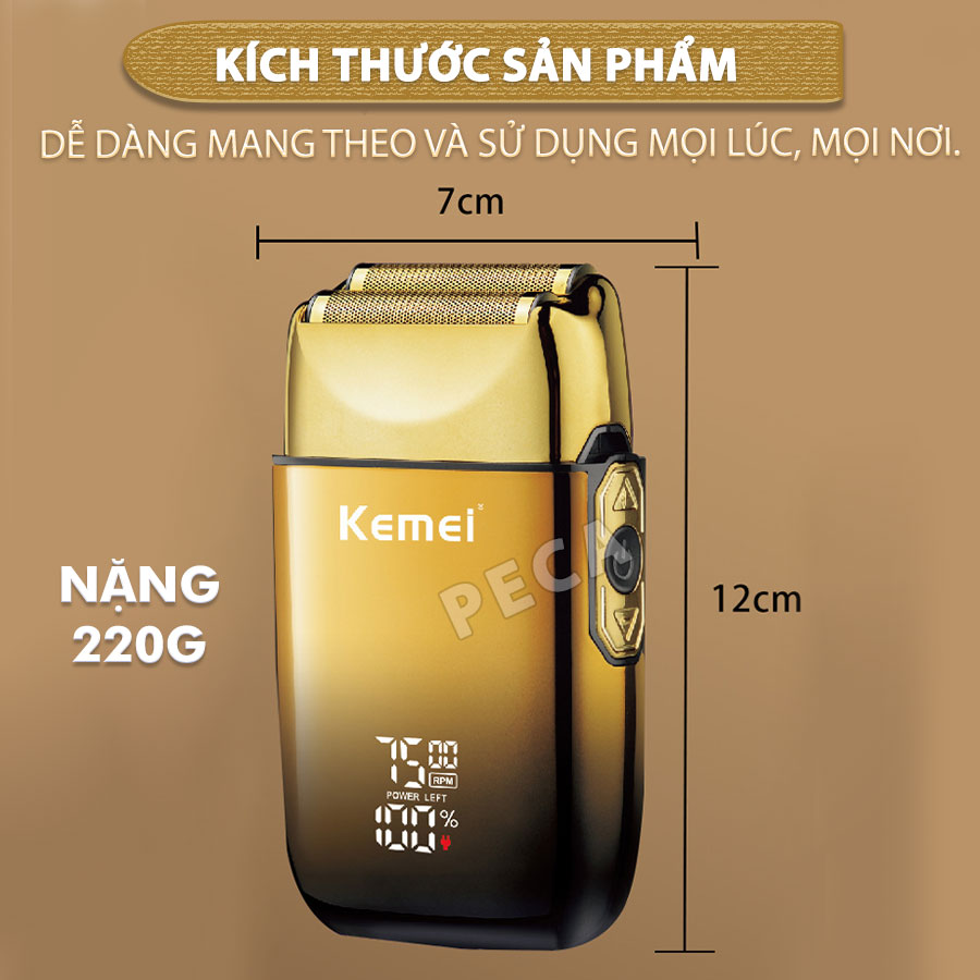 Máy cạo râu Kemei KM-TX10 điều chỉnh 3 mức tốc độ, màn hình LCD, công suất mạnh mẽ 5W - Hàng chính hãng