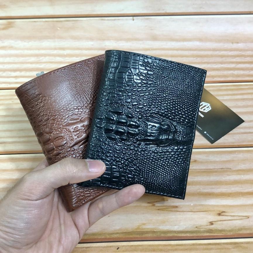 Bóp Nam Da Bò Thật Dáng Vân Cá Sấu Thời Trang