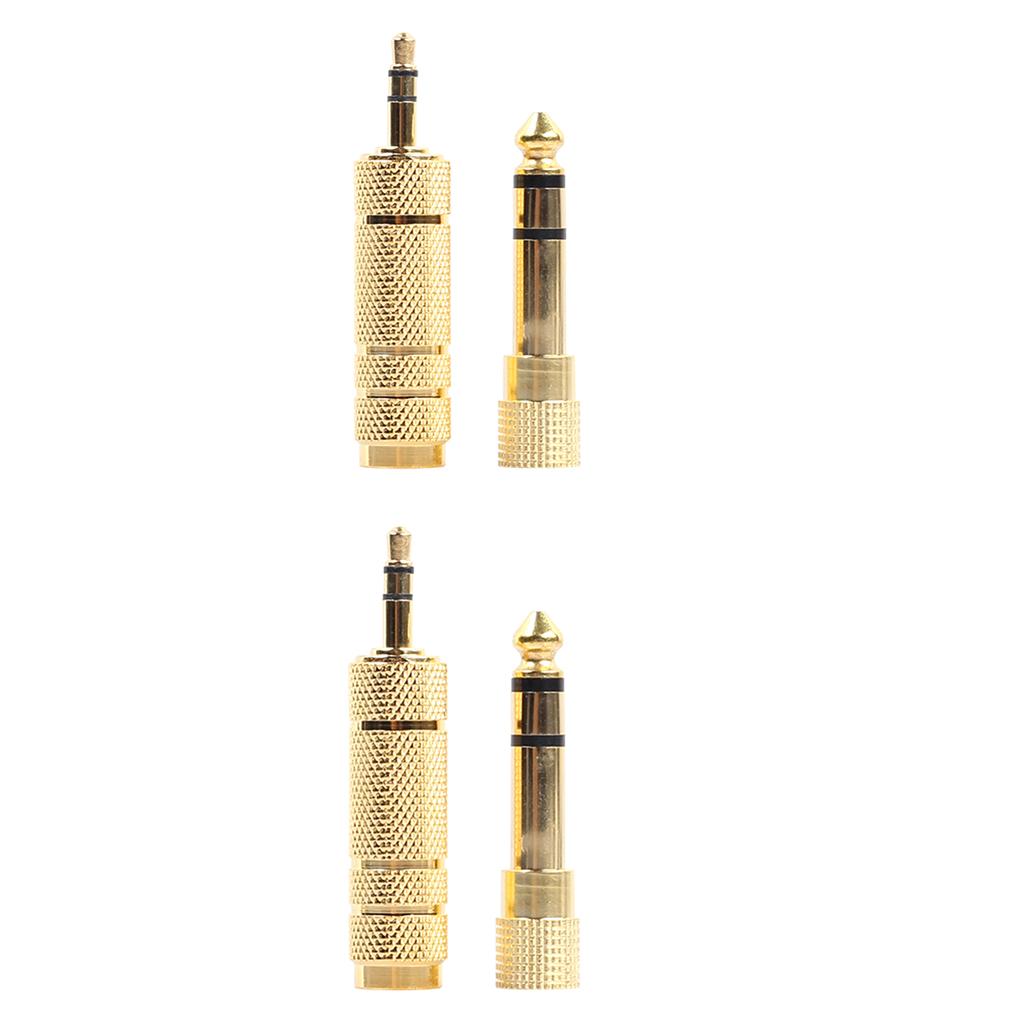 4 Pieces 6.35mm 1/4" to 3.5mm 1/8" M/F Jack Stereo Audio Adapter Converter for Headphone MIC