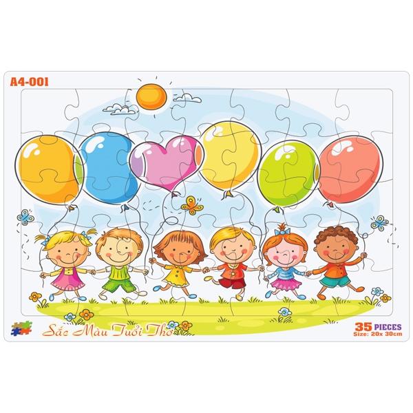 Bộ Xếp Hình Khổ A4 Puzzle Minh Châu 35-01 - Sắc Màu Tuổi Thơ (35 Mảnh Ghép)