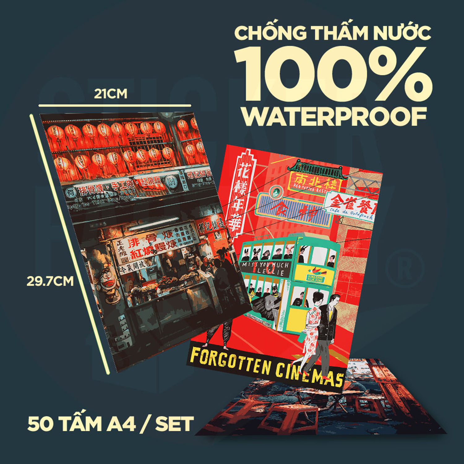 HONG KONG - Set 50 Poster A4 dán tường trang trí decor quán nhà cửa - STICKER FACTORY