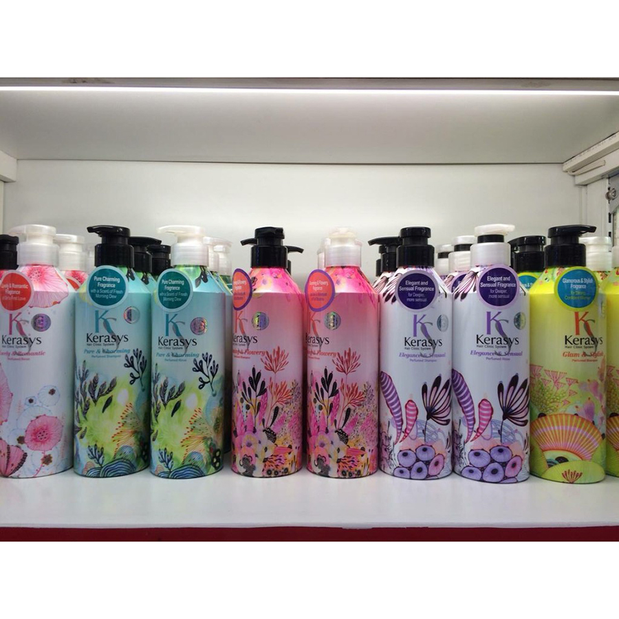 Dầu gội nước hoa KeraSys Blooming&amp; flowery - Hương tuyết tùng và linh lan Hàn Quốc 600ml tặng kèm móc khoá