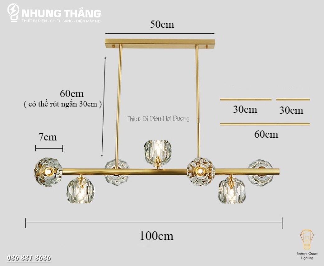 Đèn Thả 8 Chao T hủy Tinh DGT-9400 - Decor Trang Trí Nội Thất Sang Trọng - Phong Cách Hiện Đại - Có Video