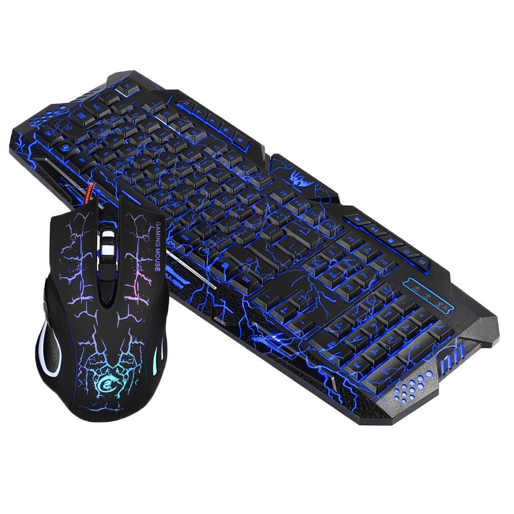 J10 Backlit Gaming Mouse and Keyboard Combo with English Letters 104 Keys