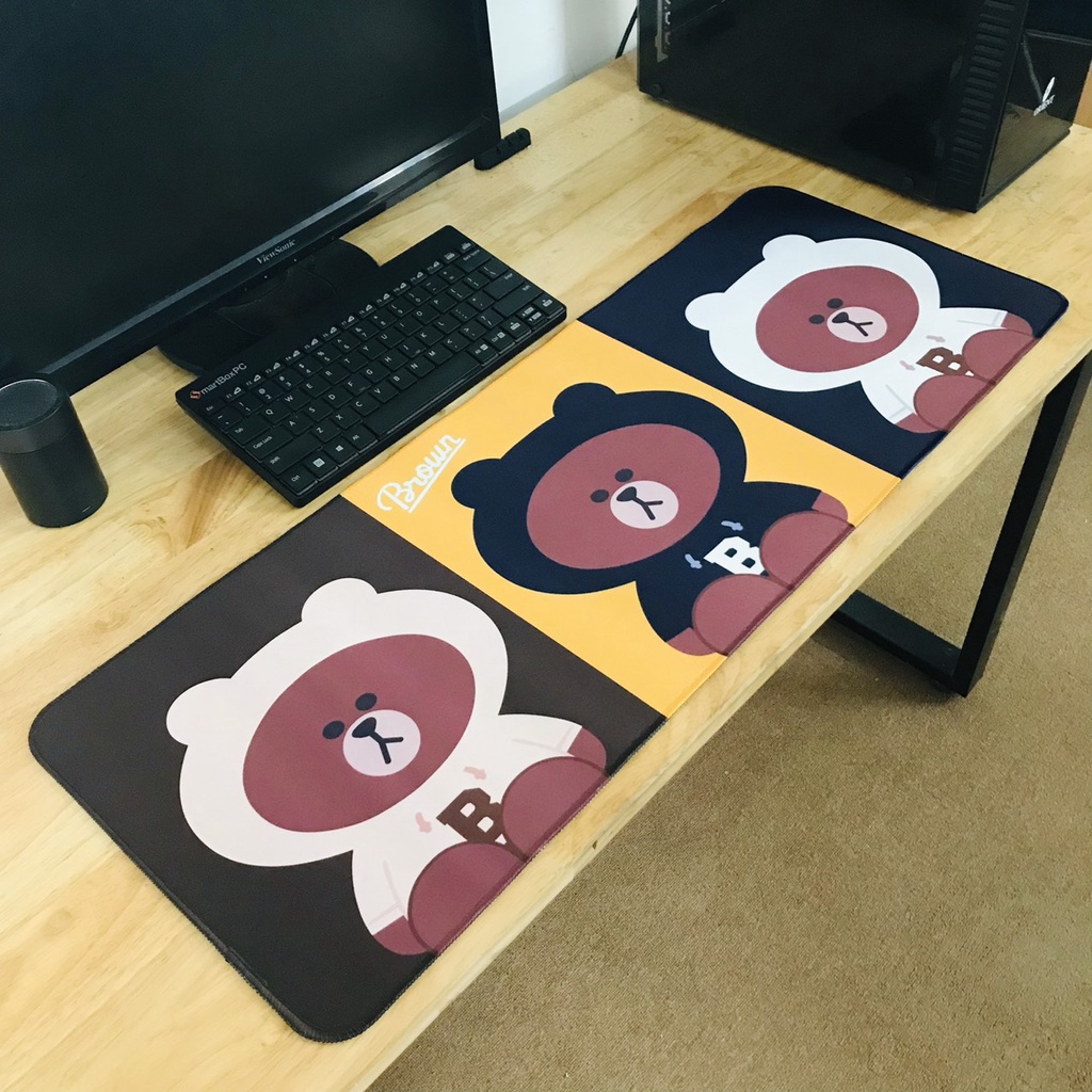 Pad Chuột Cỡ Lớn Lót Bàn Phím, Miếng Lót Chuột, Bàn Di Siêu Mượt Trải Bàn Kích Thước Lớn - Hàng Chính Hãng - 80X30 Cm - 3 Chú Gấu
