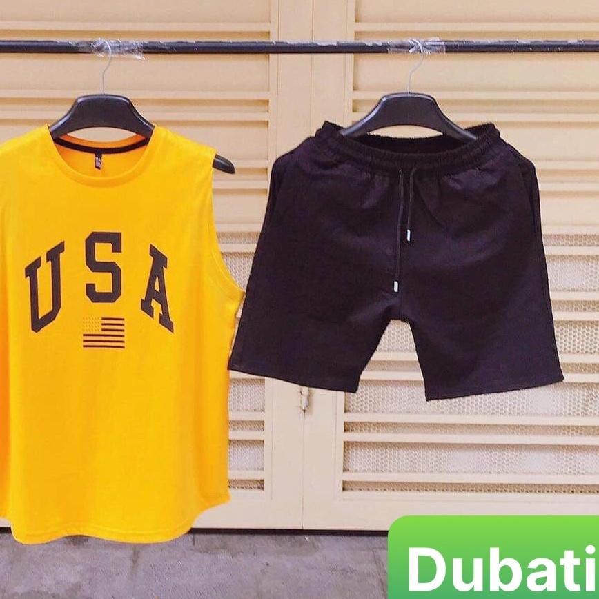 ĐỒ BỘ THỂ THAO BA LỖ USA NAM, SET ĐỒ BỘ CHẤT VẢI SIÊU THOÁNG MÁT HOT TREND - DUBATI FASHION